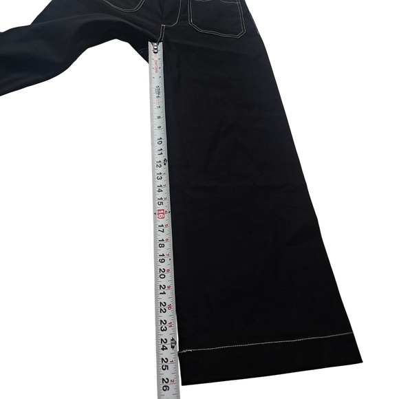 Anthropologie Maeve Colette Pants Women's 27 Black Crop Wide Leg Contrast Stitch - Picture 9 of 11